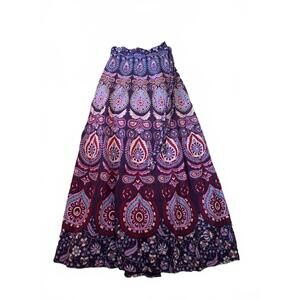 Purple Abstract Design Flowy Wrap Maxi Skirt One-Size
